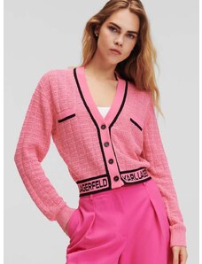 Πλεκτή ζακέτα Karl Lagerfeld χρώμα: ροζ
