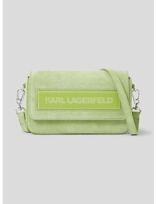 Δερμάτινη τσάντα Karl Lagerfeld ICON K SM FLAP SHB SUEDE χρώμα: πράσινο F30