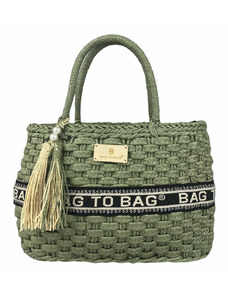 BagtoBag Τσάντα χειρός ψάθινη πουγκί-ZC-28 - Πράσινο