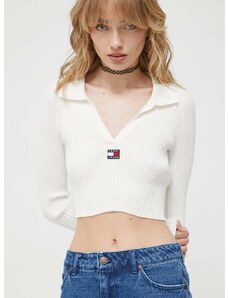 Πουλόβερ Tommy Jeans χρώμα: άσπρο