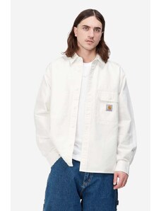 Βαμβακερό πουκάμισο Carhartt WIP Reno Shirt Jac ανδρικό, χρώμα: άσπρο