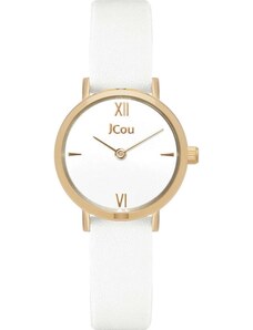 JCOU Amourette - JU19064-9 Gold case with White Leather Strap