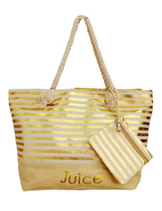 Juice Τσάντα θαλάσσης- ρίγες σε χρυσό χρώμα