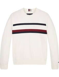 TOMMY HILFIGER GLOBAL STRIPE STRUCTURE SWEATER ANCIENT WHITE KB0KB08306-YBH