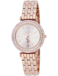 U.S. POLO Eloise Crystals - USP8208PK, Rose Gold case with Stainless Steel Bracelet