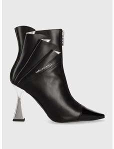 Δερμάτινες μπότες Karl Lagerfeld DEBUT γυναικείες, χρώμα: μαύρο, KL32063 F3KL32063