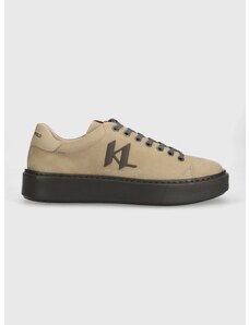 Σουέτ αθλητικά παπούτσια Karl Lagerfeld MAXI KUP χρώμα: μπεζ, KL52217 F3KL52217