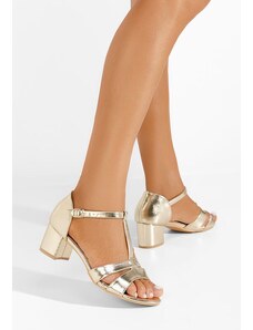 Zapatos Πέδιλα με χοντρο τακουνι Ankita χρυσο