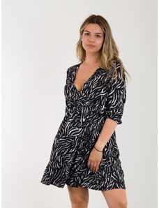 FREE WEAR Φόρεμα Γυναικείο με Print Ζεβρέ - Μαύρο - 001004