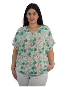 Francesca Fashion Γυναικέια Μπλούζα Με Κοντό Μανίκι Φλοραλ 013 Πράσινο