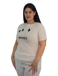 Francesca Fashion Γυναικέια Μπλούζα Με Σχέδιο Φατσούλα 024 Άσπρο