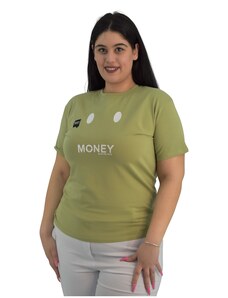 Francesca Fashion Γυναικέια Μπλούζα Με Σχέδιο Φατσούλα 024 Πράσινο