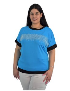 Francesca Fashion Γυναικέια Μπλούζα Με Στράς Για Λάμψη 023 Μπλε