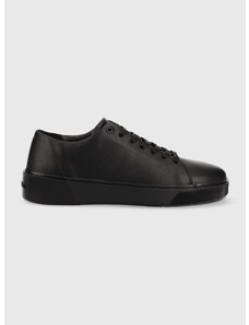 Δερμάτινα αθλητικά παπούτσια Calvin Klein LOW LACE UP LTH MONO χρώμα: μαύρο, HM0HM01236 F3HM0HM01236