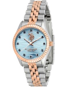 U.S. POLO Azure Crystals - USP8232BL, Silver case with Stainless Steel Bracelet