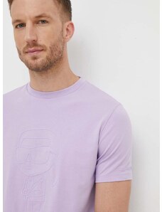 Βαμβακερό μπλουζάκι Karl Lagerfeld χρώμα: μοβ