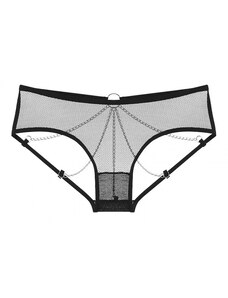 STD Open Women's Panties with Chains, Black - S/M