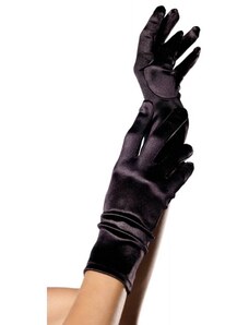 LEG AVENUE Wrist Length Satin Gloves, black, O/S