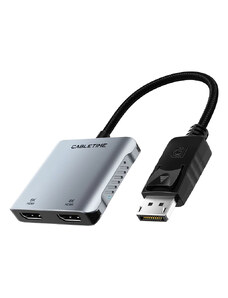 CABLETIME αντάπτορας DisplayPort σε 2x HDMI CT-DM2H8K-AG, 8K/30Hz, γκρι