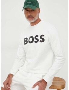 Βαμβακερή μπλούζα BOSS BOSS ORANGE χρώμα: μπεζ
