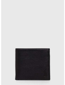 Δερμάτινο πορτοφόλι Polo Ralph Lauren ανδρικά, χρώμα: μαύρο
