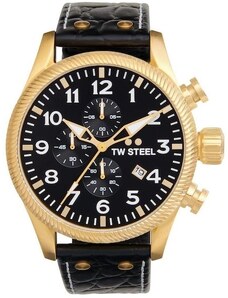 TW STEEL Volante Chronograph - VS115, Gold case with Black Leather Strap