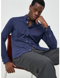 Βαμβακερό πουκάμισο Polo Ralph Lauren ανδρικό, χρώμα: ναυτικό μπλε,