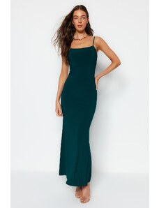 Trendyol Emerald Green Εφαρμοστό/Απλό Maxi Stretch Πλεκτό Φόρεμα με Τιράντες