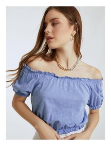 Celestino Κοντομάνικη μπλούζα με ακάλυπτους ώμους γαλαζιο για Γυναίκα