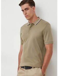 Βαμβακερό μπλουζάκι πόλο BOSS χρώμα: πράσινο