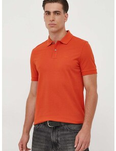 Βαμβακερό μπλουζάκι πόλο BOSS χρώμα: πορτοκαλί