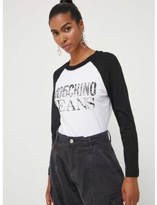 Βαμβακερή μπλούζα με μακριά μανίκια Moschino Jeans χρώμα: μαύρο