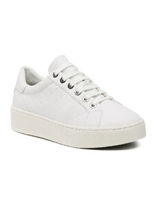 Geox D Skyely C Nappa White Γυναικεία Ανατομικά Δερμάτινα Sneakers Λευκά (D35QXC 04785 C1000)
