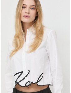 Βαμβακερό πουκάμισο Karl Lagerfeld χρώμα: άσπρο,