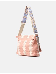 INSHOES Yφασμάτινη τσάντα ώμου με σχέδιο πλέξης Ροζ