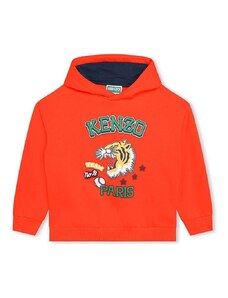 Παιδική μπλούζα Kenzo Kids χρώμα: πορτοκαλί, με κουκούλα