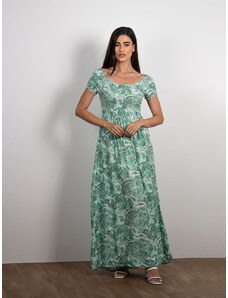 Forebelle Collection Φόρεμα Maxi Με Λαχούρια Πράσινο - Marebe