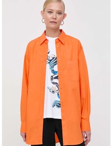 Βαμβακερό πουκάμισο BOSS χρώμα: πορτοκαλί