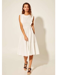 KATELONDON Φόρεμα βαμβακερό αμάνικο με βολάν - Λευκό