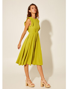 KATELONDON Φόρεμα βαμβακερό αμάνικο με βολάν - Olive green