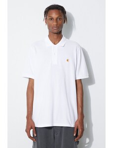 Βαμβακερό μπλουζάκι πόλο Carhartt WIP χρώμα: άσπρο