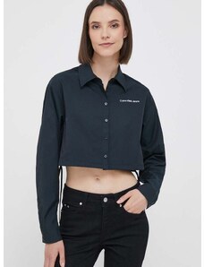 Πουκάμισο Calvin Klein Jeans χρώμα: μαύρο