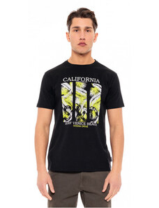 Splendid Ανδρικό κοντομάνικο t-shirt με τύπωμα "CALIFORNIA" Μαύρο