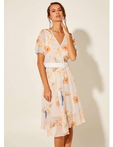 KATELONDON Φόρεμα κρουαζέ με εμπριμέ μοτίβο και λάστιχο - Πορτοκαλί