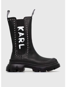 Δερμάτινες μπότες Karl Lagerfeld TREKKA MAX KC γυναικείες, χρώμα: μαύρο, KL43591 F3KL43591