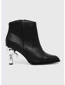 Δερμάτινες μπότες Karl Lagerfeld IKON HEEL γυναικείες, χρώμα: μαύρο, KL39035 F3KL39035