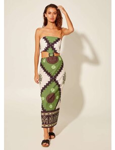 KATELONDON Φόρεμα strapless με διακοσμητική αγκράφα - Πράσινο