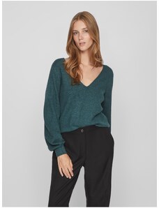 Σκούρο πράσινο γυναικείο πουλόβερ VILA Ril - Γυναικεία