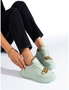 Ανοιχτό πράσινο γυναικείο sneakers με αλυσίδα Shelvt