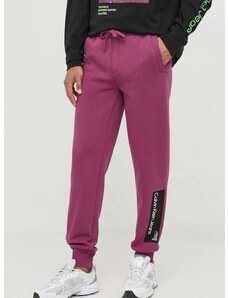 Παντελόνι φόρμας Calvin Klein Jeans χρώμα: μοβ